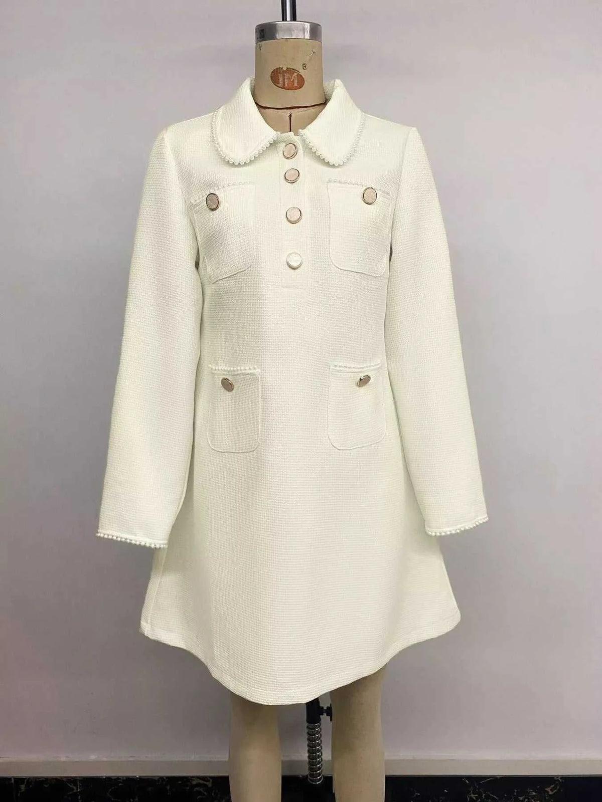 Peter Pan Collar Button-Front Tweed Mini Dress 101001415360845 64 Affordable Fashion Under $100 Jerry's Apparel 