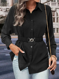 Perfee Collared Neck Button Down Long Sleeve Shirt 100100850271002 41 Affordable Fashion Under $100 Jerry's Apparel 