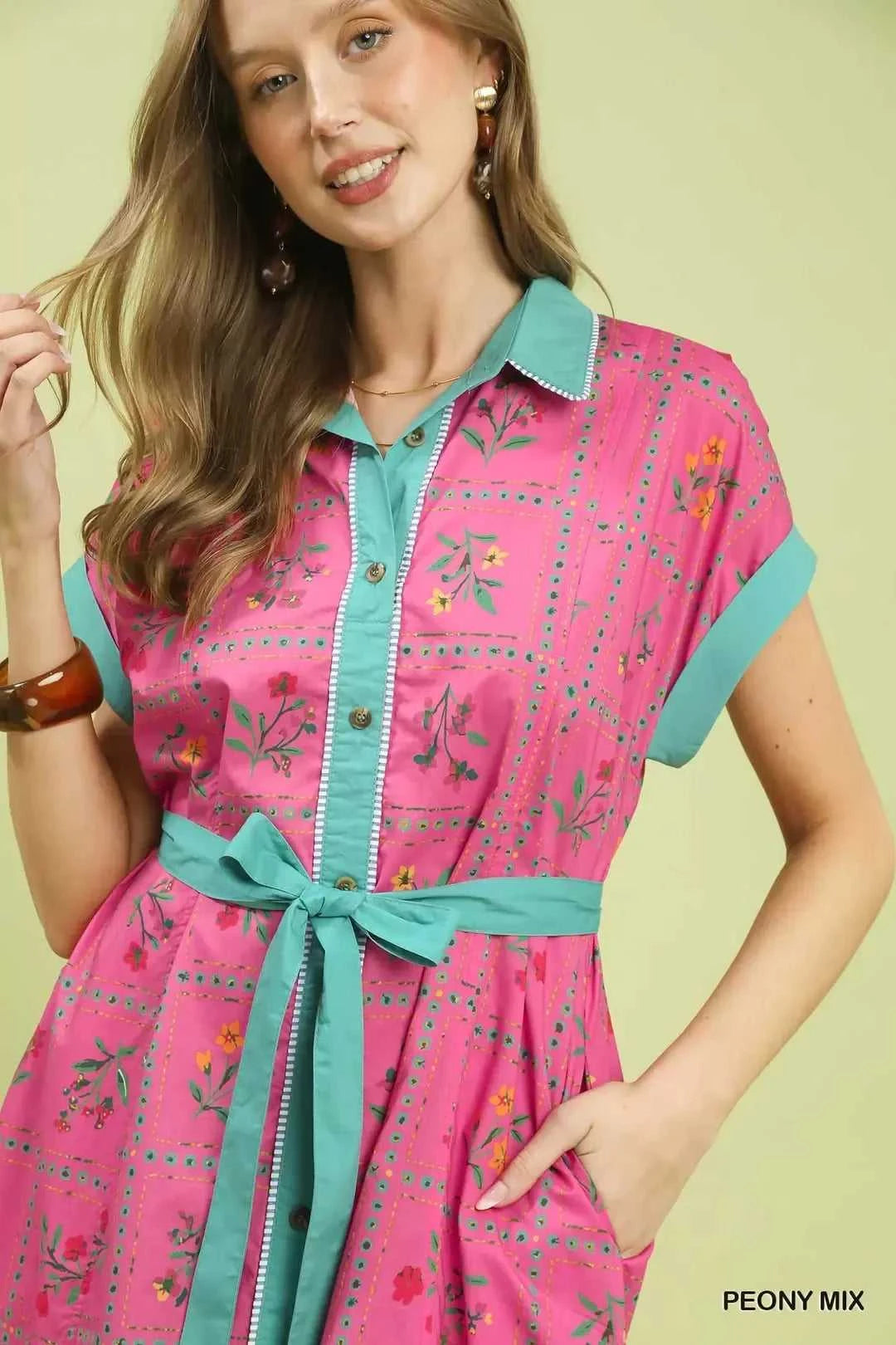 Umgee Mix Floral Button-Front Midi Dress 100100951291613 62 Affordable Fashion Under $100 Jerry's Apparel 