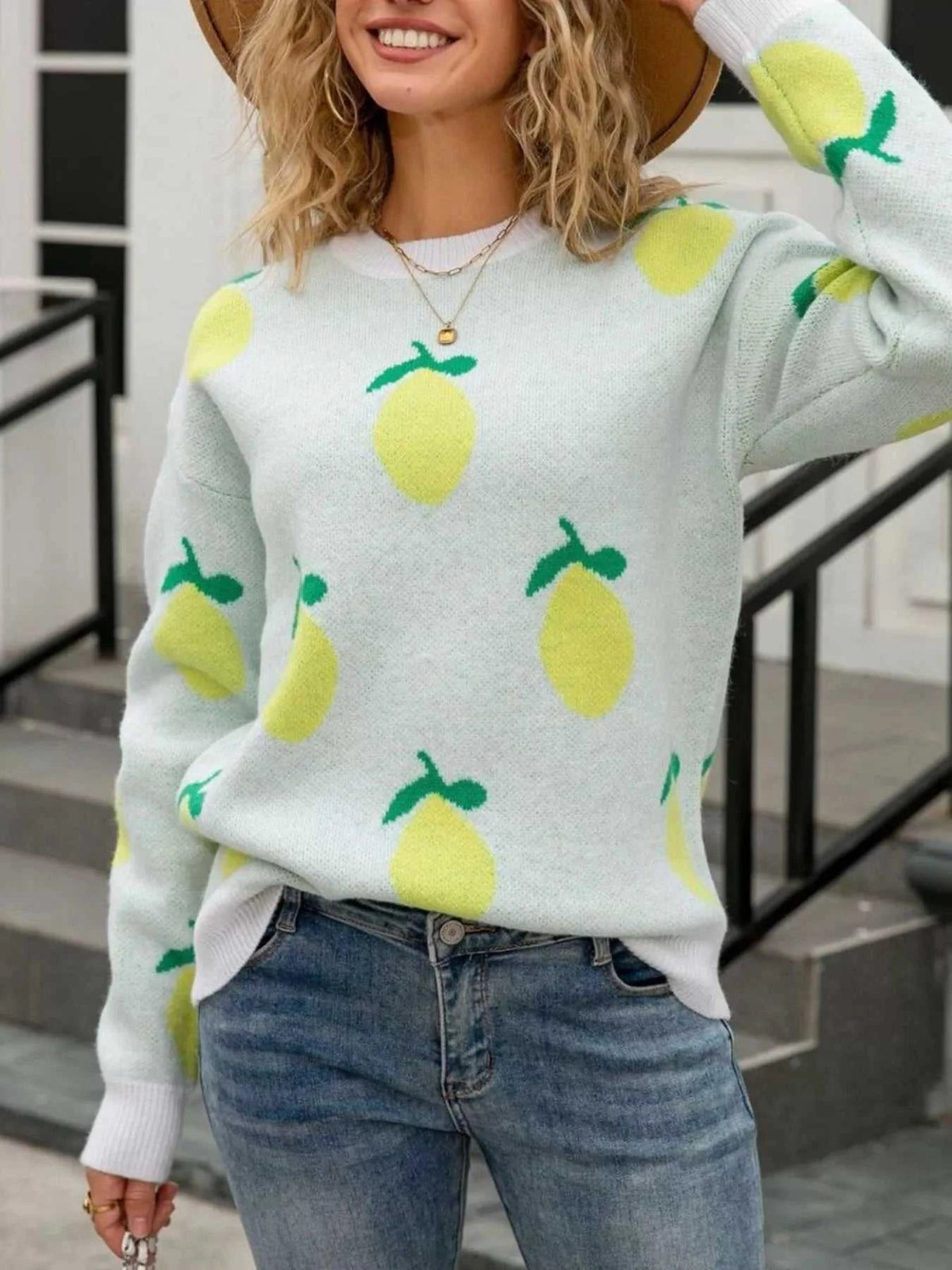 Lemon Crew Neck Round Neck Sweater 100100091974343 47 Affordable Fashion Under $100 Jerry's Apparel 