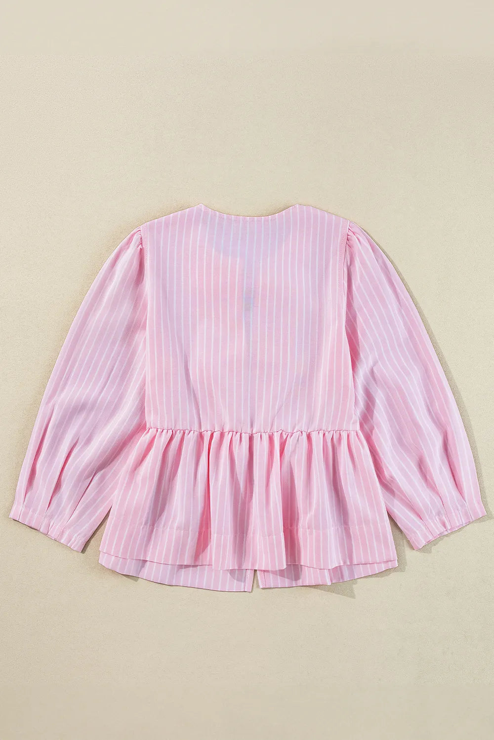 Tied Bow Striped Round Neck Blouse