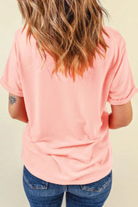 Guitar Flower Print Crew Neck Loose T Shirt