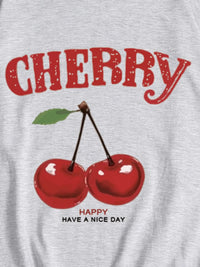 Plus Size Cherry Graphic Round Neck Short Sleeve T-Shirt