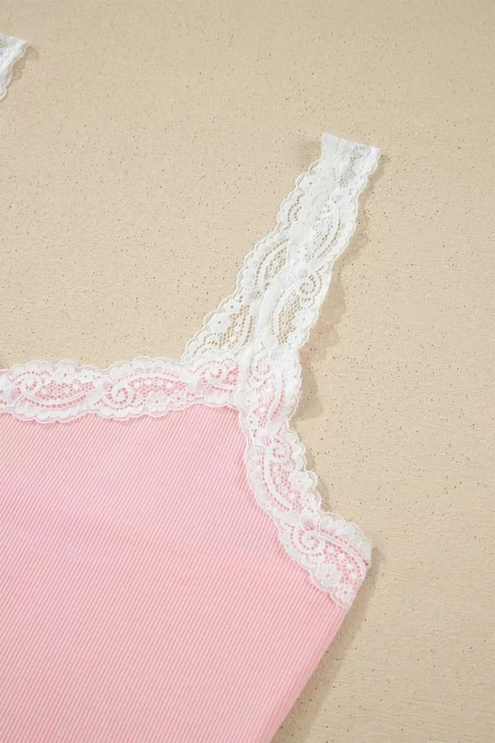 Ribbed Knit Lace Straps Patchwork Lettuce Hem Cropped Top Floral Short Lounge Set 100100950220644 33 Affordable Fashion Under $100 Jerry's Apparel 
