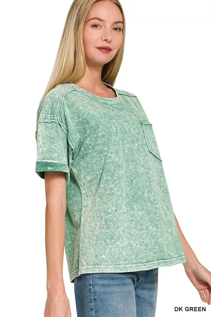 Zenana Halo Snow Washed Exposed Seam Top & Shorts Set 100100554881174 45 Affordable Fashion Under $100 Jerry's Apparel 
