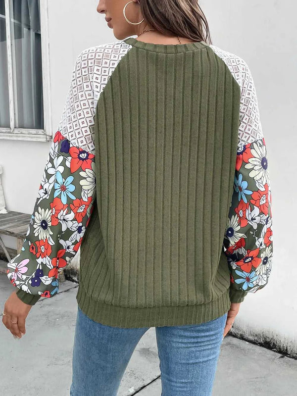 Perfee Printed Round Neck Long Sleeve Knit Top 100100521641078 25 Affordable Fashion Under $100 Jerry's Apparel 