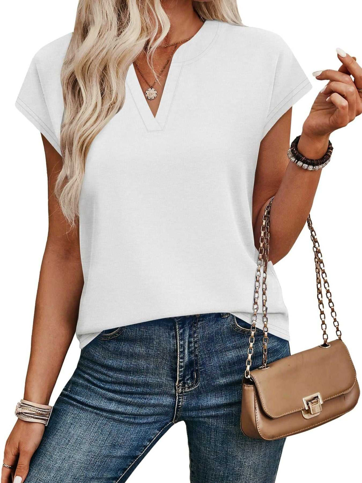Notched Short Sleeve T-Shirt 100100058945563 25 Affordable Fashion Under $100 Jerry's Apparel 