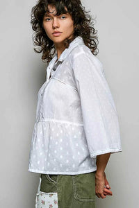 POL Tonal Dot Weave Textured Button Front Shirt 100100722231018 50 Affordable Fashion Under $100 Jerry's Apparel 