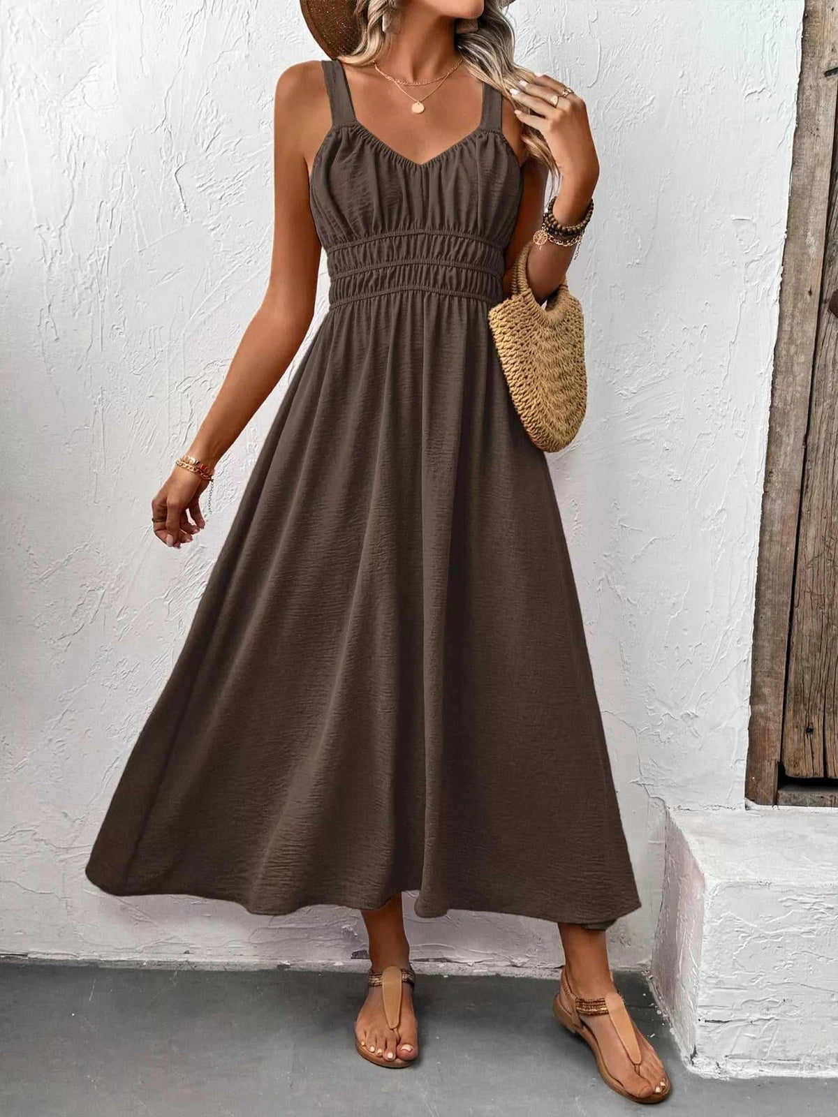 Sleeveless Smocked Casual Midi Dress 100100225131528 33 Affordable Fashion Under $100 Jerry's Apparel 