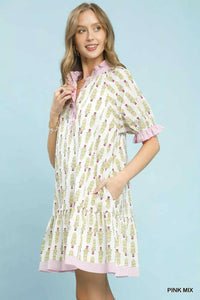 Umgee Striped Trim Floral Tiered Mini Dress 100100979931091 57 Gifts for Her Jerry's Apparel 