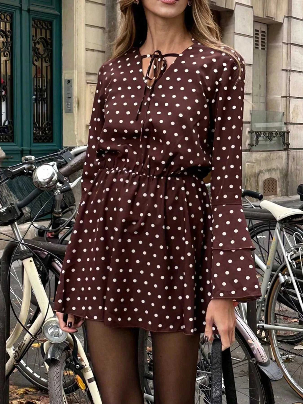 Polka Dot Long Sleeve Mini Dress 100100382471133 32 Affordable Fashion Under $100 Jerry's Apparel 