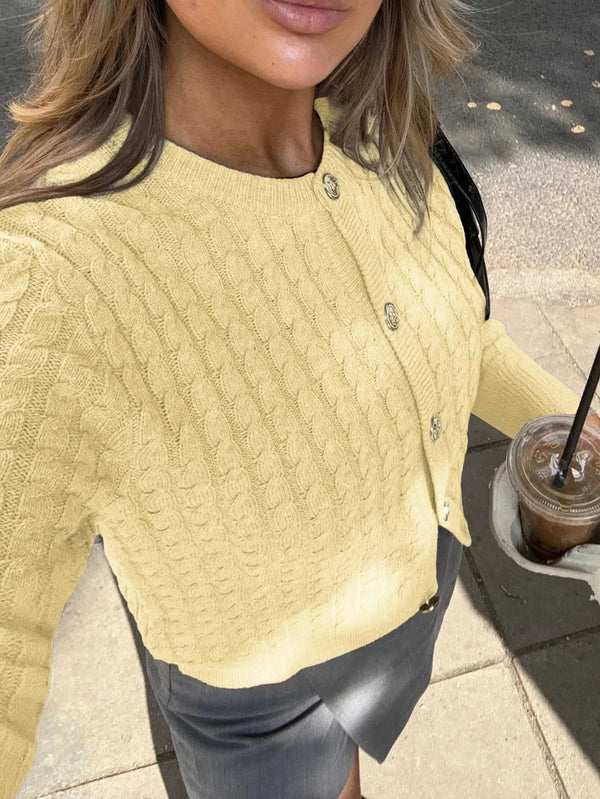 Cable Knit Button-Up Cardigan 100100747145212 57 Affordable Fashion Under $100 Jerry's Apparel 