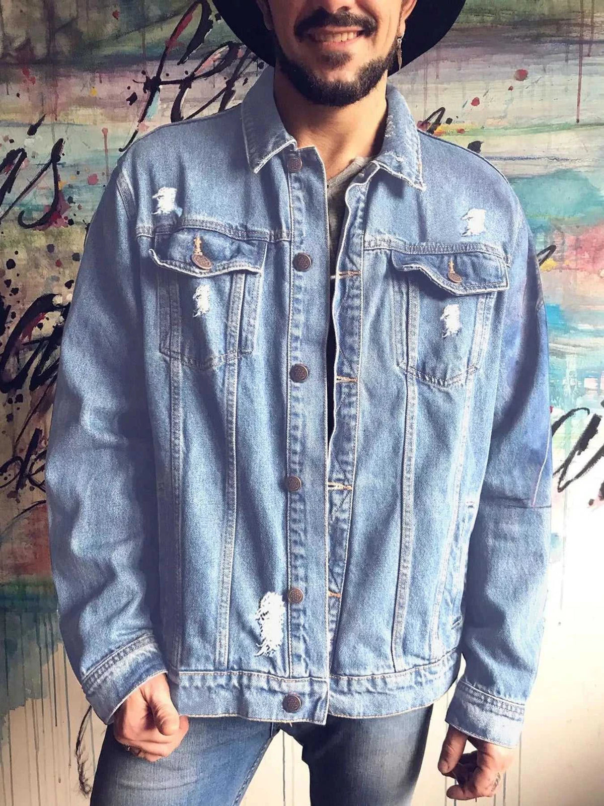 Men's Full Size Graphic Back Button Up Denim Jacket Plus Size 104003444306075 84 Affordable Fashion Under $100 Jerry's Apparel 