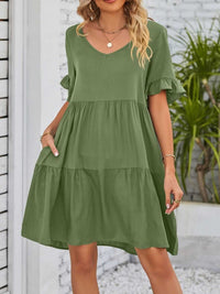 Ruffled Sleeve Tiered Mini Dress 100100840870791 28 Affordable Fashion Under $100 Jerry's Apparel 