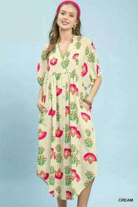 Umgee Abstract Print V-Neck Midi Dress 100100351191094 66 Affordable Fashion Under $100 Jerry's Apparel 