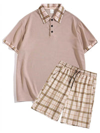 Men's Full Size Classic Plaid Collar Polo and Shorts Set Plus Size 100400703398952 57 Affordable Fashion Under $100 Jerry's Apparel 
