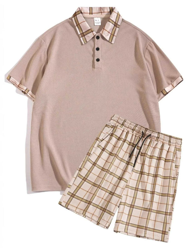 Men's Full Size Classic Plaid Collar Polo and Shorts Set Plus Size 100400703398952 57 Affordable Fashion Under $100 Jerry's Apparel 