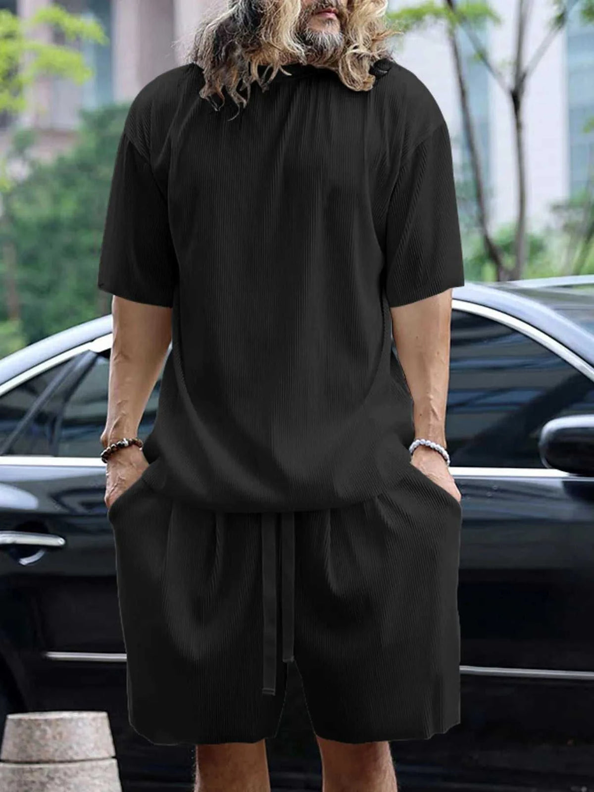 Men's Full Size Round Neck Short Sleeve Top and Shorts Set Plus Size 100400436735405 35 Affordable Fashion Under $100 Jerry's Apparel 