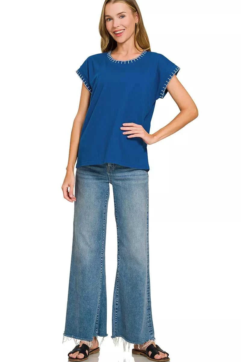 Zenana Stitch Detailed Oversize Top 100100758711397 26 Affordable Fashion Under $100 Jerry's Apparel 