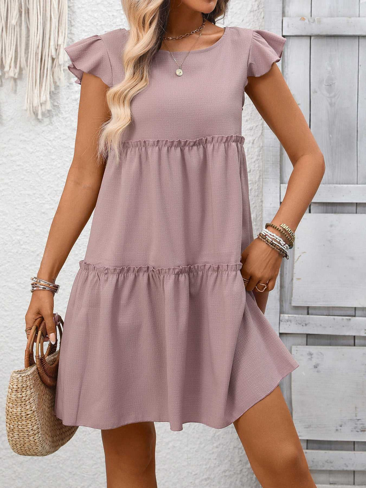 Ruffle Sleeve Tiered Mini Dress 100100406659839 28 Affordable Fashion Under $100 Jerry's Apparel 