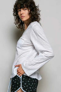 POL Contrast Hand-Stitch V-Neck Lightweight Knit Long Sleeve Top 100100786331083 43 Affordable Fashion Under $100 Jerry's Apparel 
