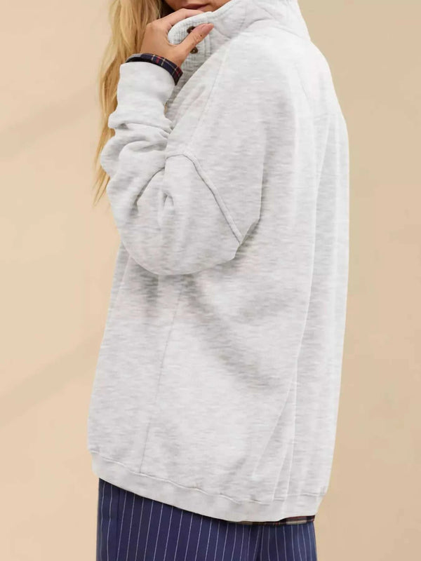 Half Snap Dropped Shoulder Sweatshirt 101001609128618 65 Affordable Fashion Under $100 Jerry's Apparel 