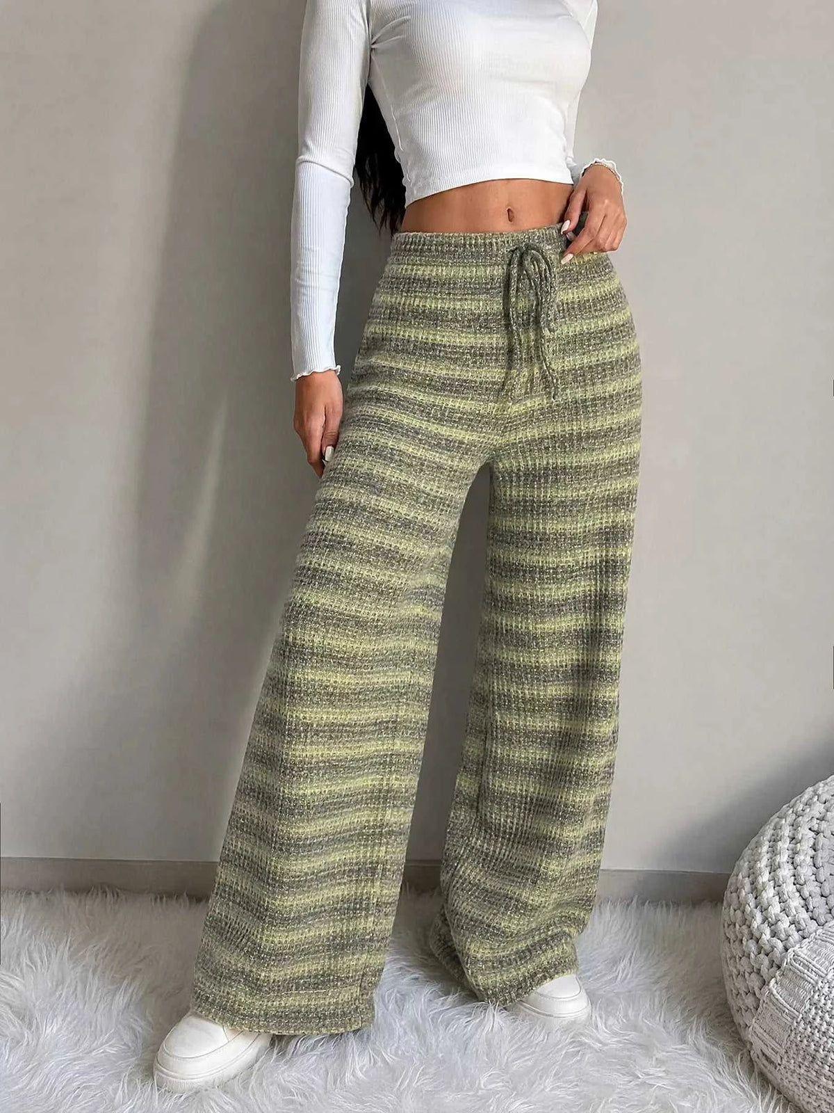 Striped Knit Wide-Leg Pants 100100141588956 35 Affordable Fashion Under $100 Jerry's Apparel 