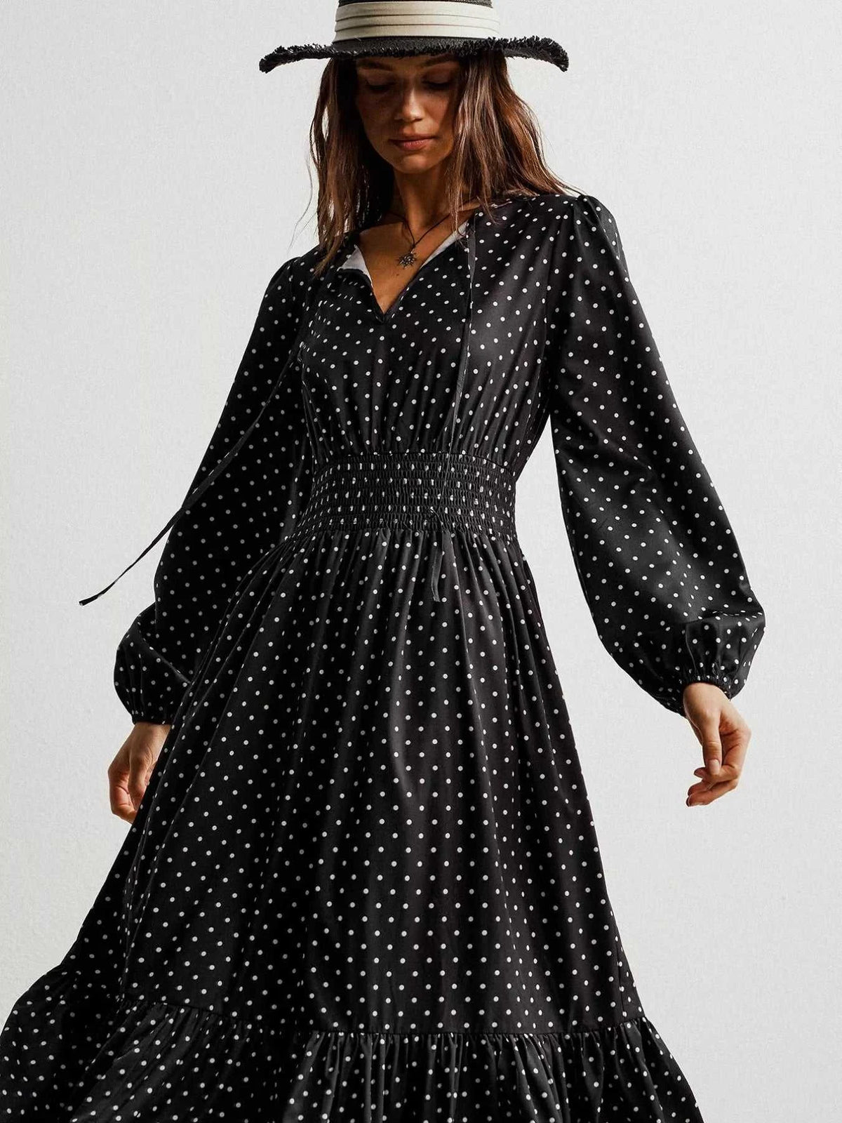 Polka Dot Long Sleeve Maxi Dress 100100228731995 49 Gifts for Her Jerry's Apparel 