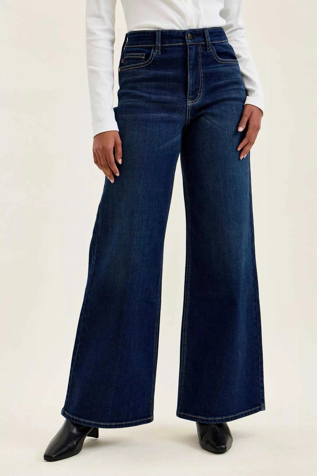 Judy Blue High-Waisted Wide-Leg Dark Wash Jeans 100100334461649 71 Affordable Fashion Under $100 Jerry's Apparel 