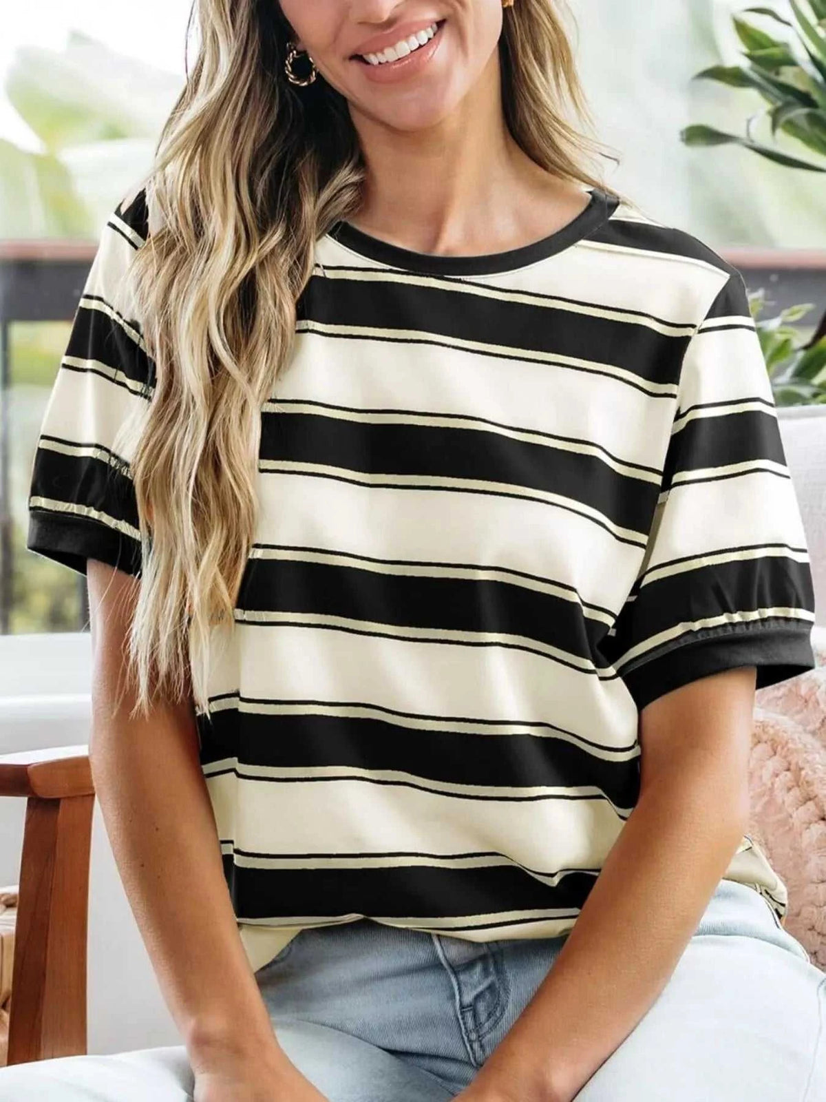 Striped Crew Neck T-Shirt 100100248569322 33 Affordable Fashion Under $100 Jerry's Apparel 