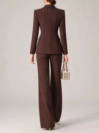 Double-Breasted Pinstripe Blazer and Wide-Leg Pants Set 101001905010997 103 Gifts for Her Jerry's Apparel 