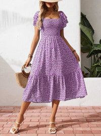 Floral Print Smocked Ruffle Sleeves Dress 100100039252836 42 Affordable Fashion Under $100 Jerry's Apparel 
