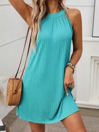 Textured Grecian Neck Mini Dress 100100516101866 24 Affordable Fashion Under $100 Jerry's Apparel 