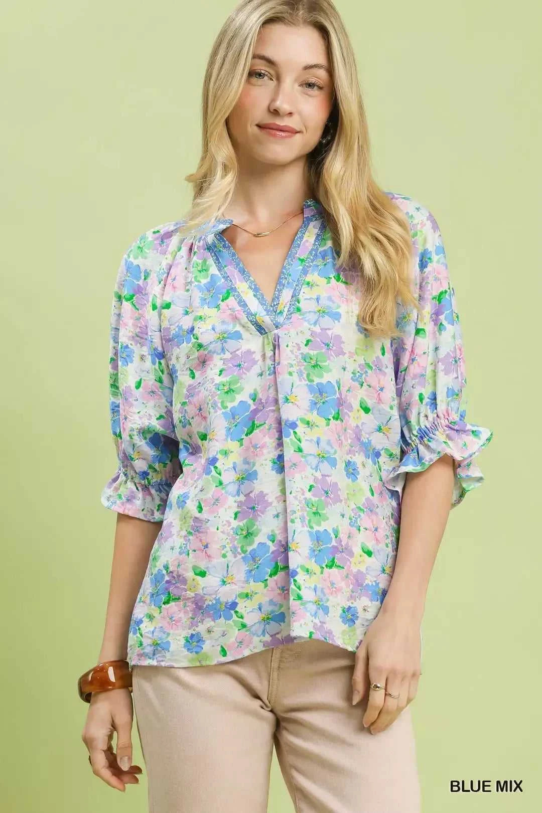 Umgee Mix Floral Print Ruffle Top 100100938711779 51 Affordable Fashion Under $100 Jerry's Apparel 