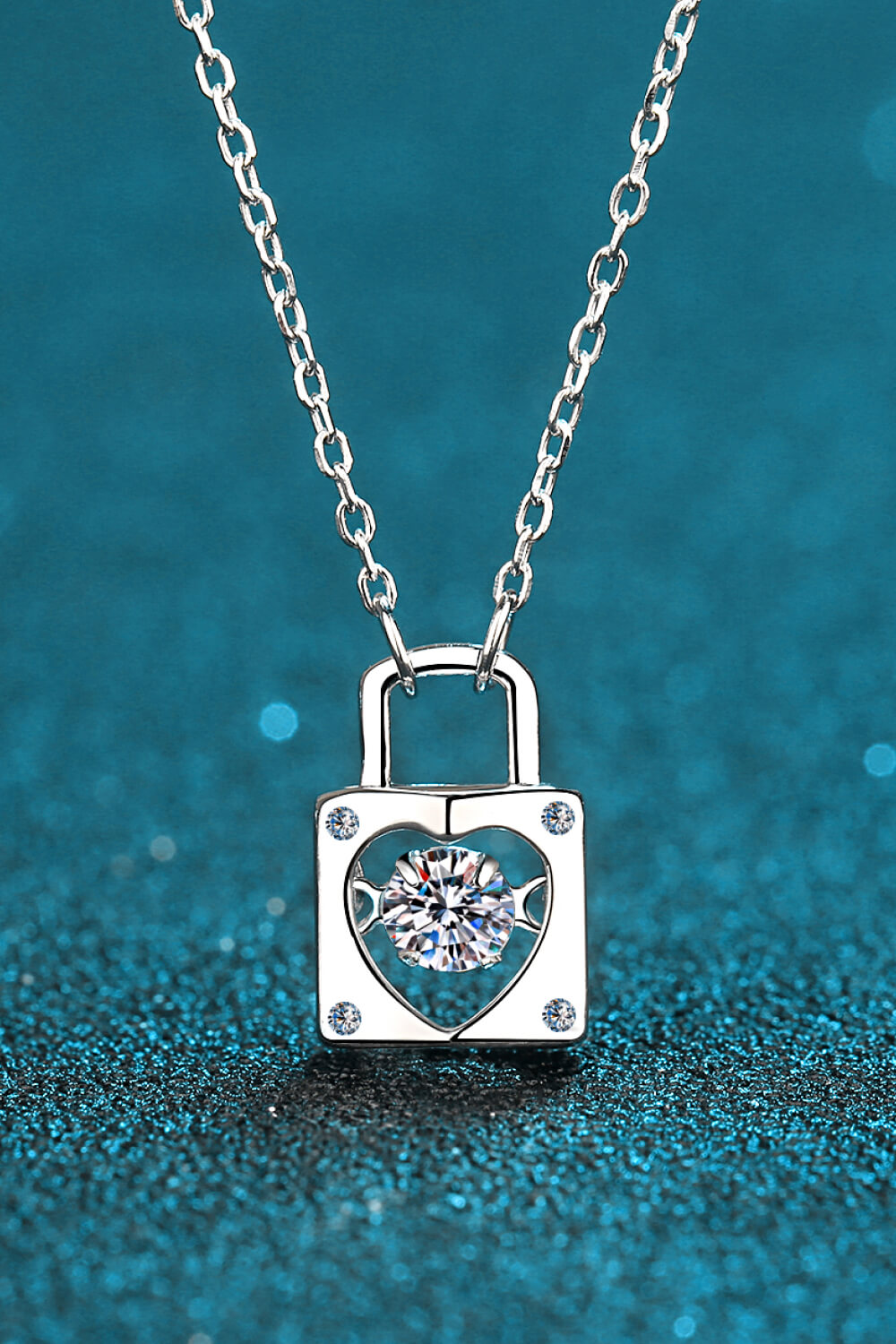 Baeful Moissanite Lock Pendant Necklace