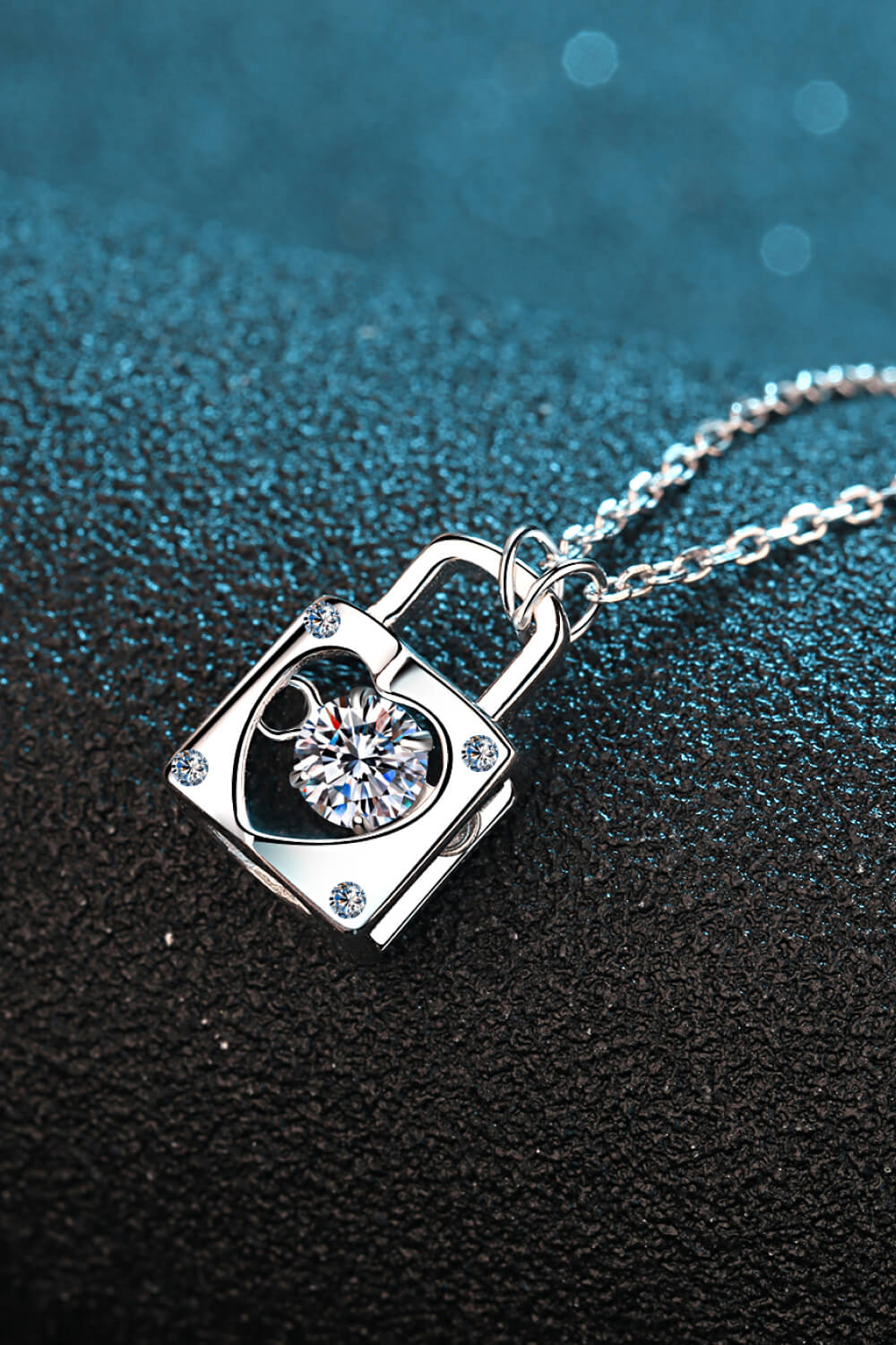 Baeful Moissanite Lock Pendant Necklace