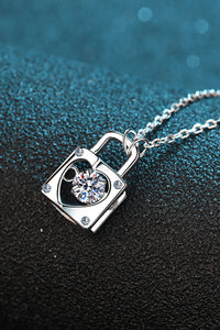 Baeful Moissanite Lock Pendant Necklace