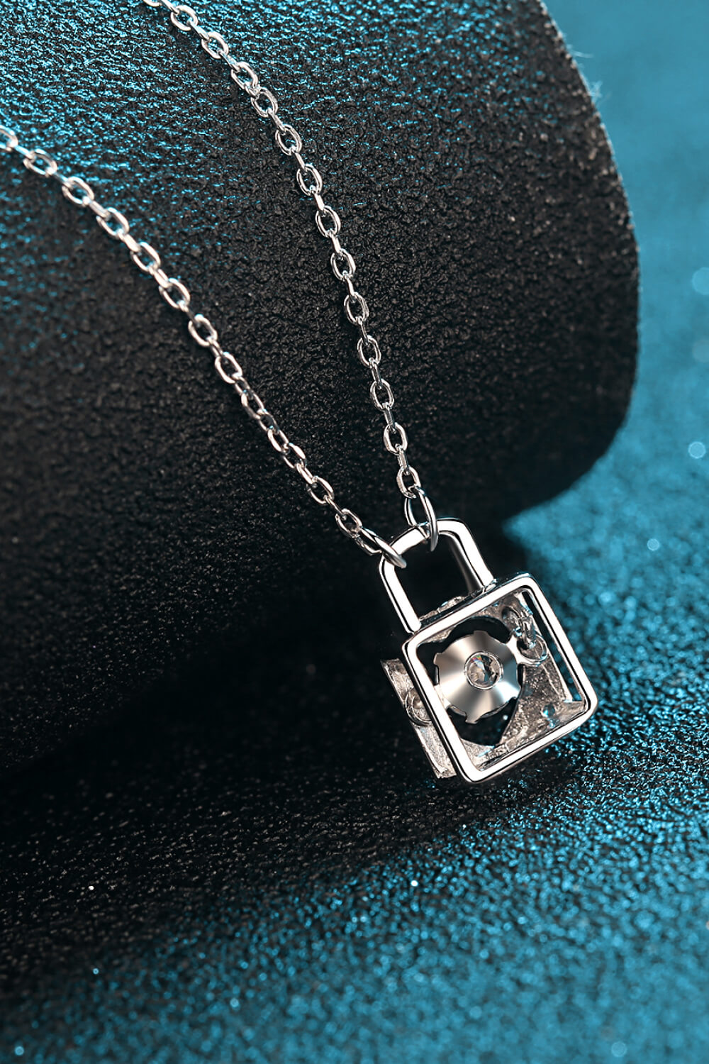 Baeful Moissanite Lock Pendant Necklace