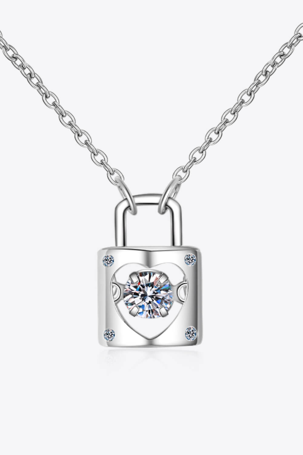 Baeful Moissanite Lock Pendant Necklace