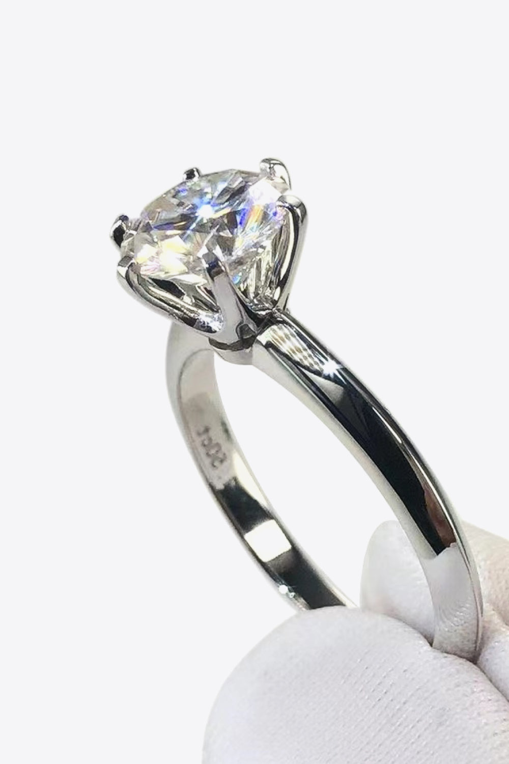 Baeful 925 Sterling Silver 3 Carat Moissanite 6-Prong Ring