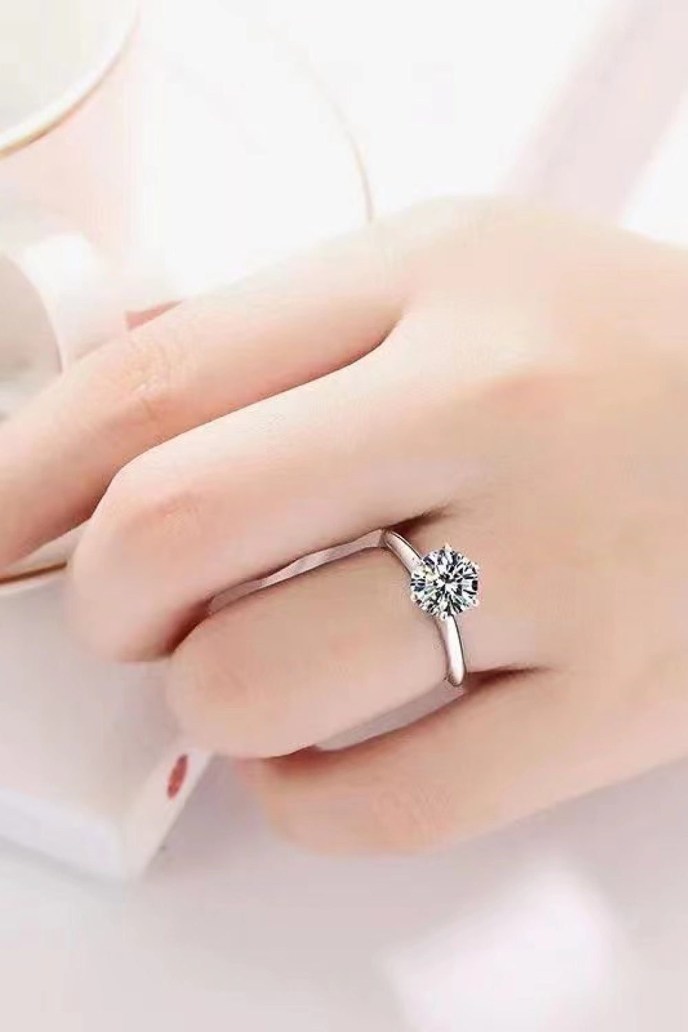 Baeful 925 Sterling Silver 3 Carat Moissanite 6-Prong Ring