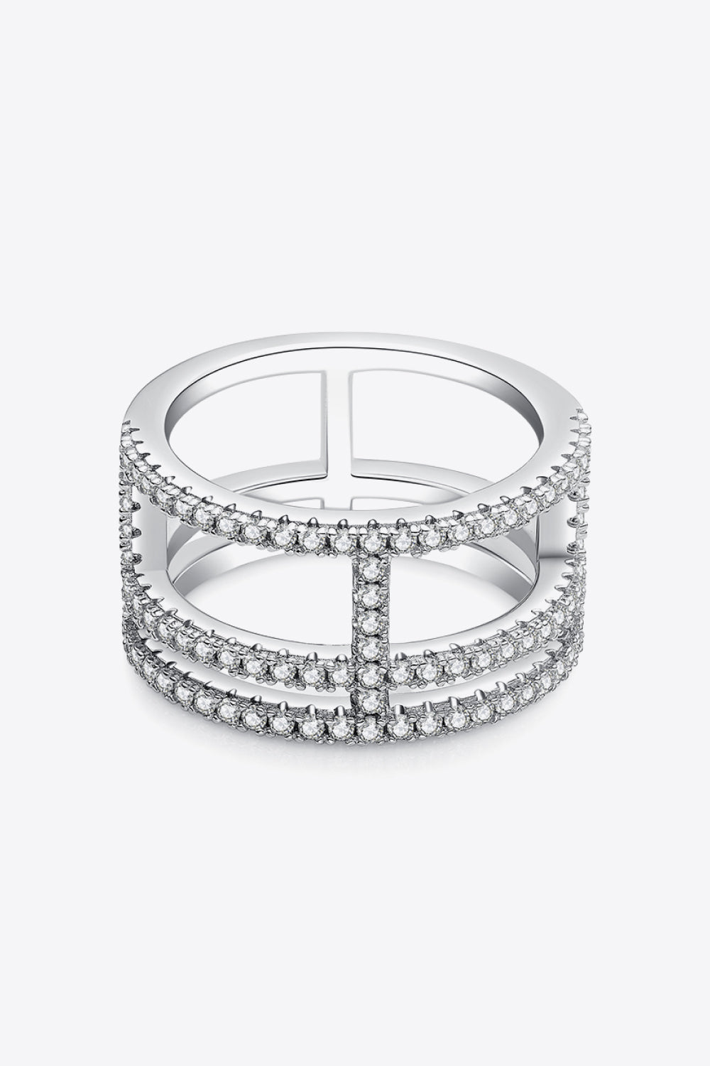 Baeful Moissanite Cutout Wide Ring