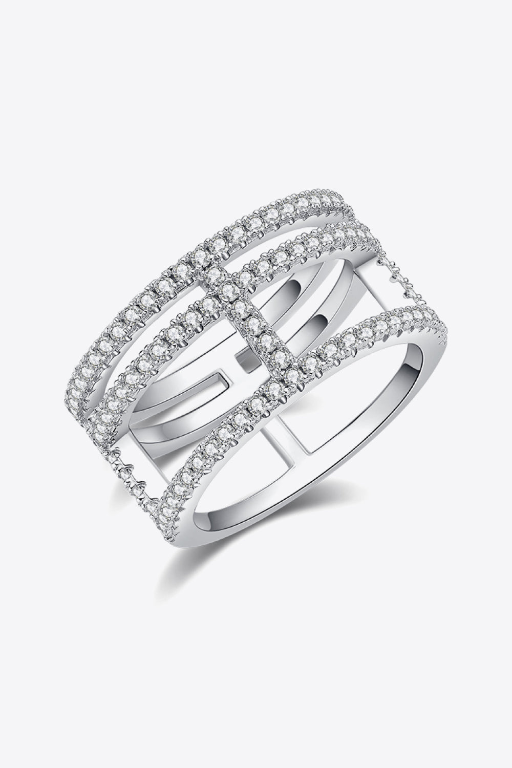 Baeful Moissanite Cutout Wide Ring