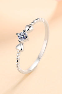 Baeful Moissanite Heart 925 Sterling Silver Ring