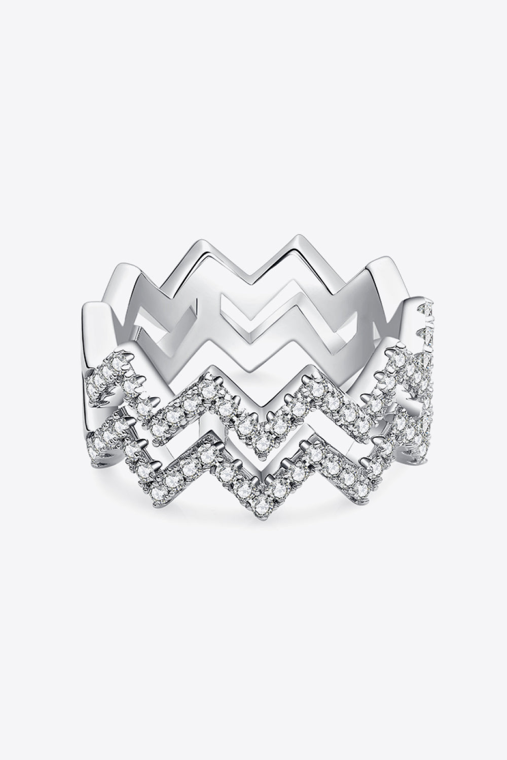 Baeful Moissanite Zigzag Stacking Rings