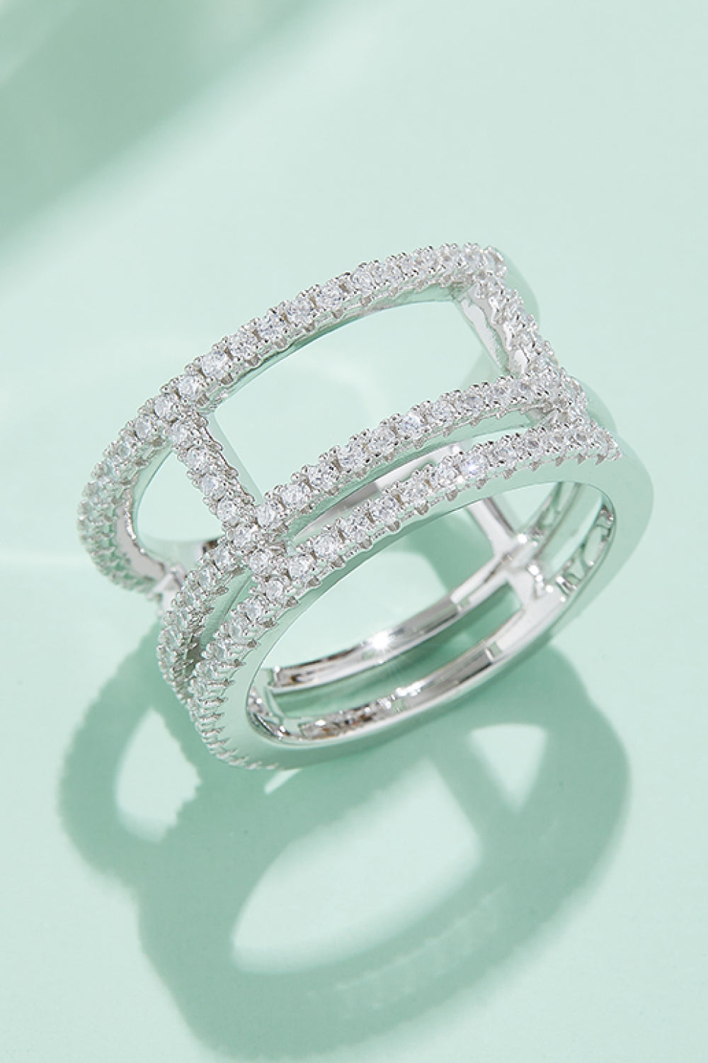 Baeful Moissanite Cutout Wide Ring