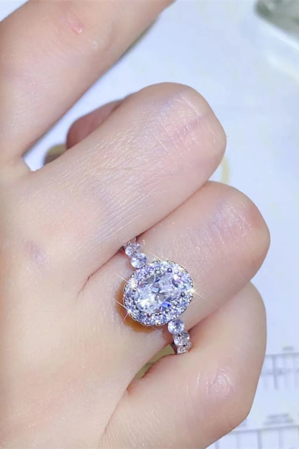 1 Carat Moissanite Halo Ring