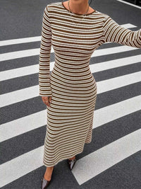 Striped Flare Sleeve Ribbed Knit Dress 101002374849166 47 Affordable Fashion Under $100 Jerry's Apparel 