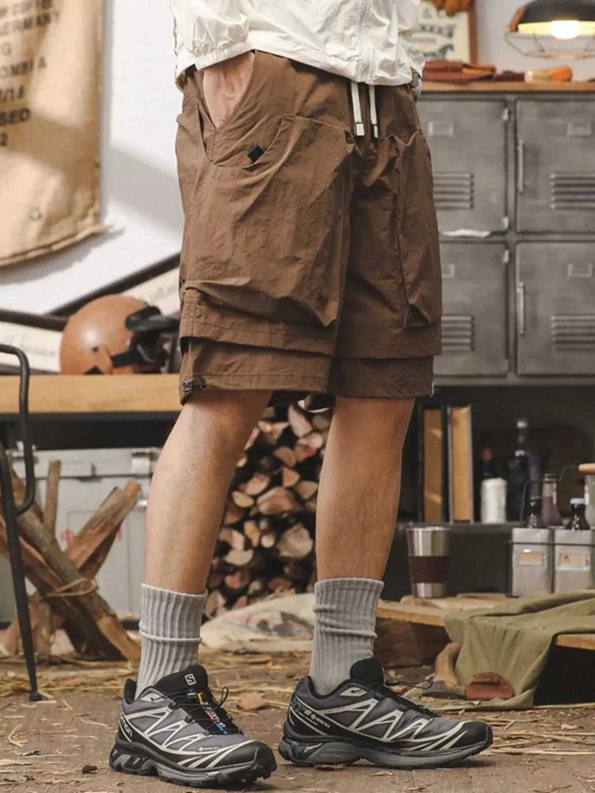 Men's Plus Size Multiple Pocket Layered Cargo Shorts with Drawstring Hem 100400101448683 36 Affordable Fashion Under $100 Jerry's Apparel 