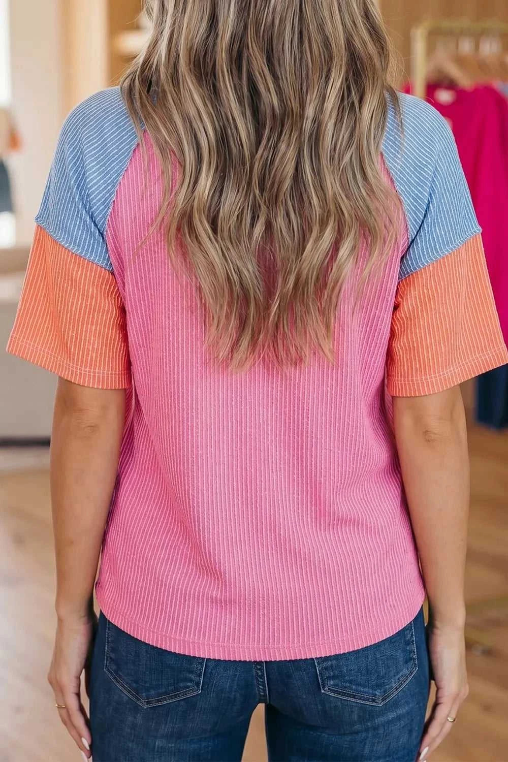 Color Block Twisted Ribbed Tee 100100151705454 27 Affordable Fashion Under $100 Jerry's Apparel 
